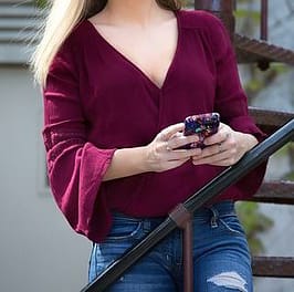 woman playing with phone